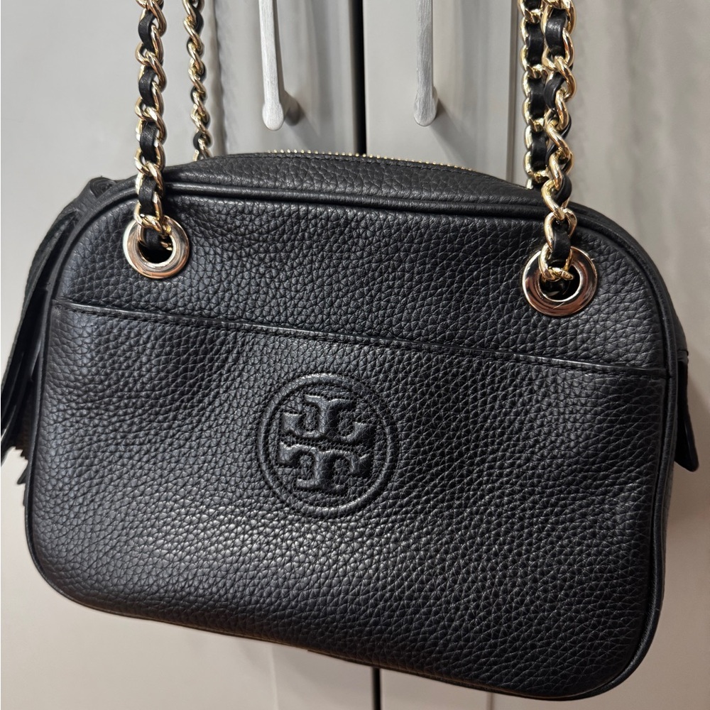 Tory Burch Black Pebbled Leather Crossbody Bag